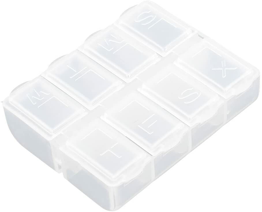 Travel size Vitamin Holder, Weekly Pill Case Box Organizer 7 Days 8 Compartments