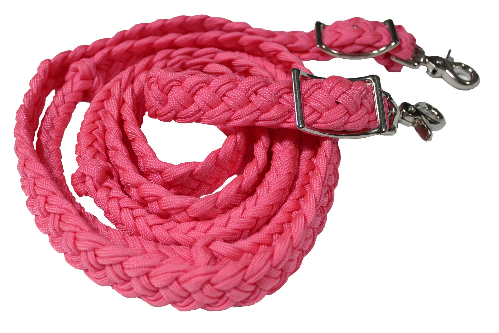 Roping Knotted Tack Western Barrel Horse Reins Nylon Braided 8 Ft. Pink 60724