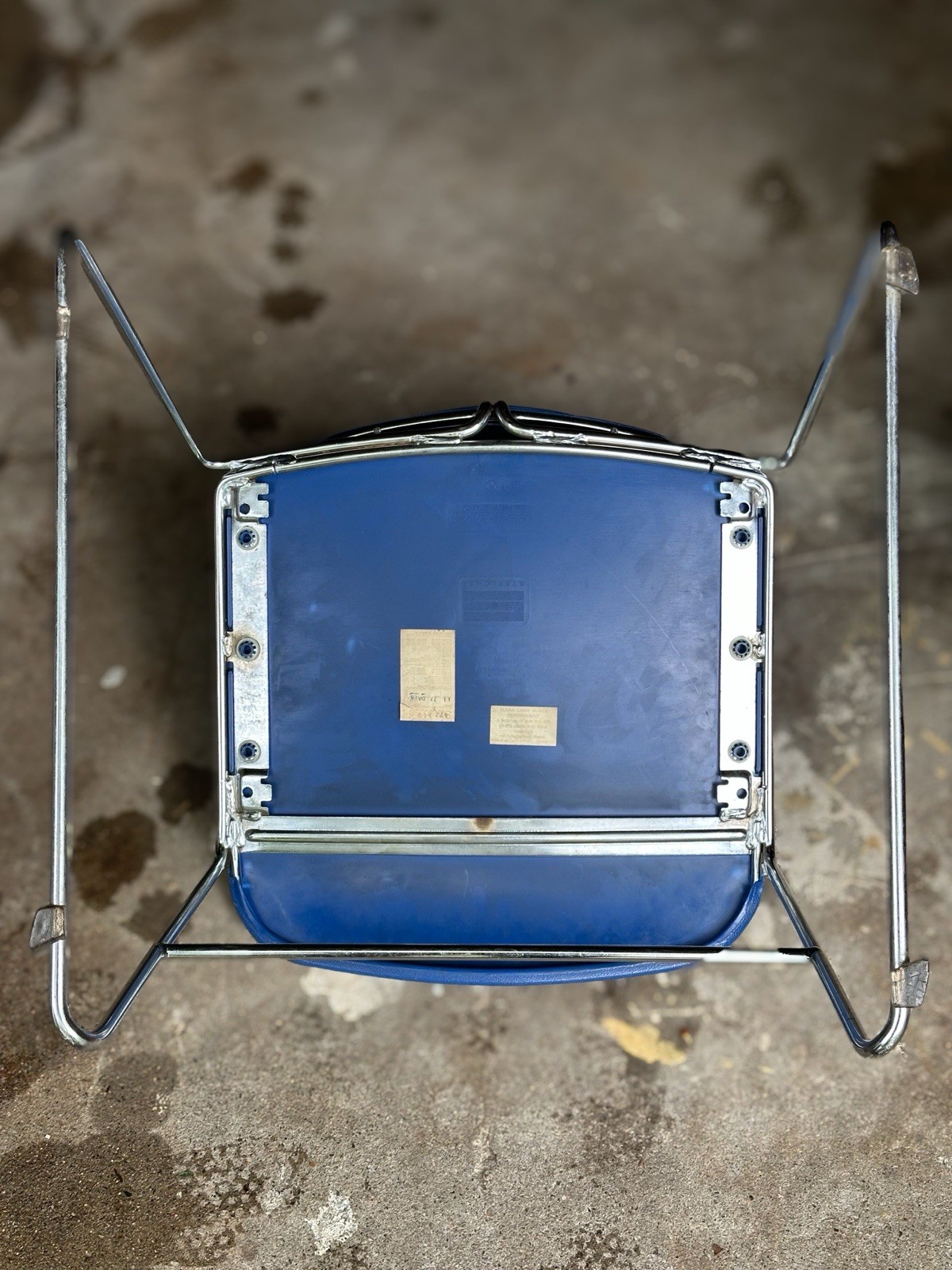 Vintage Steelcase Max-Stacker Chair MCM Atomic Blue & Chrome Stack Master 1977