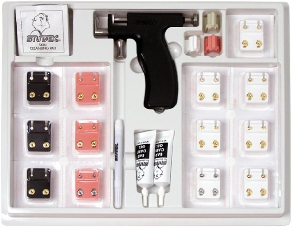 Professional Universal Ear Piercing Kit with 12 Sterilized Hypoallergenic Studs