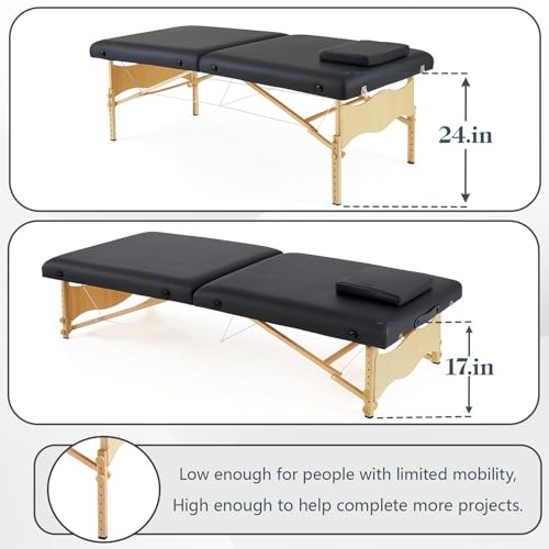 AceOrbit 73" x 33" x 24" Low Level Portable Folding Massage Table Adjustable
