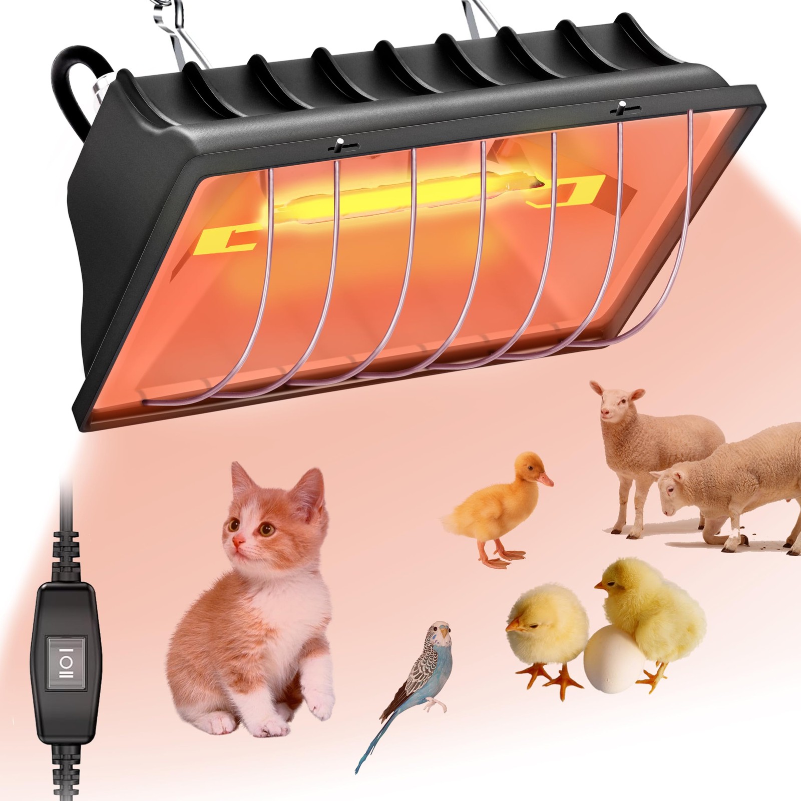 Heat Lamp for Chickens, 250W Chicken Heat Lamp, Brooder Heater for Chicks, Ha...