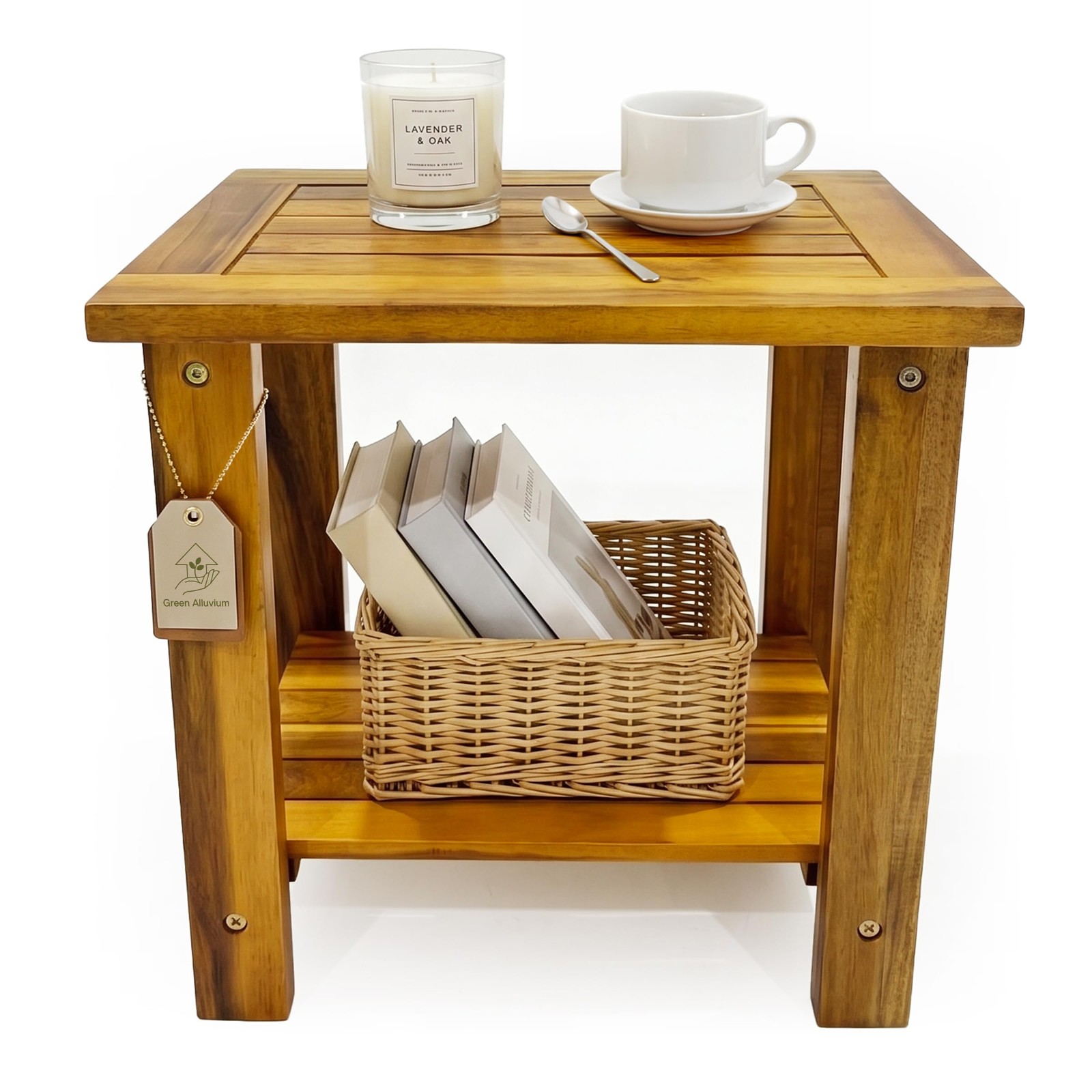 Side Table, Golden Teak Finish
