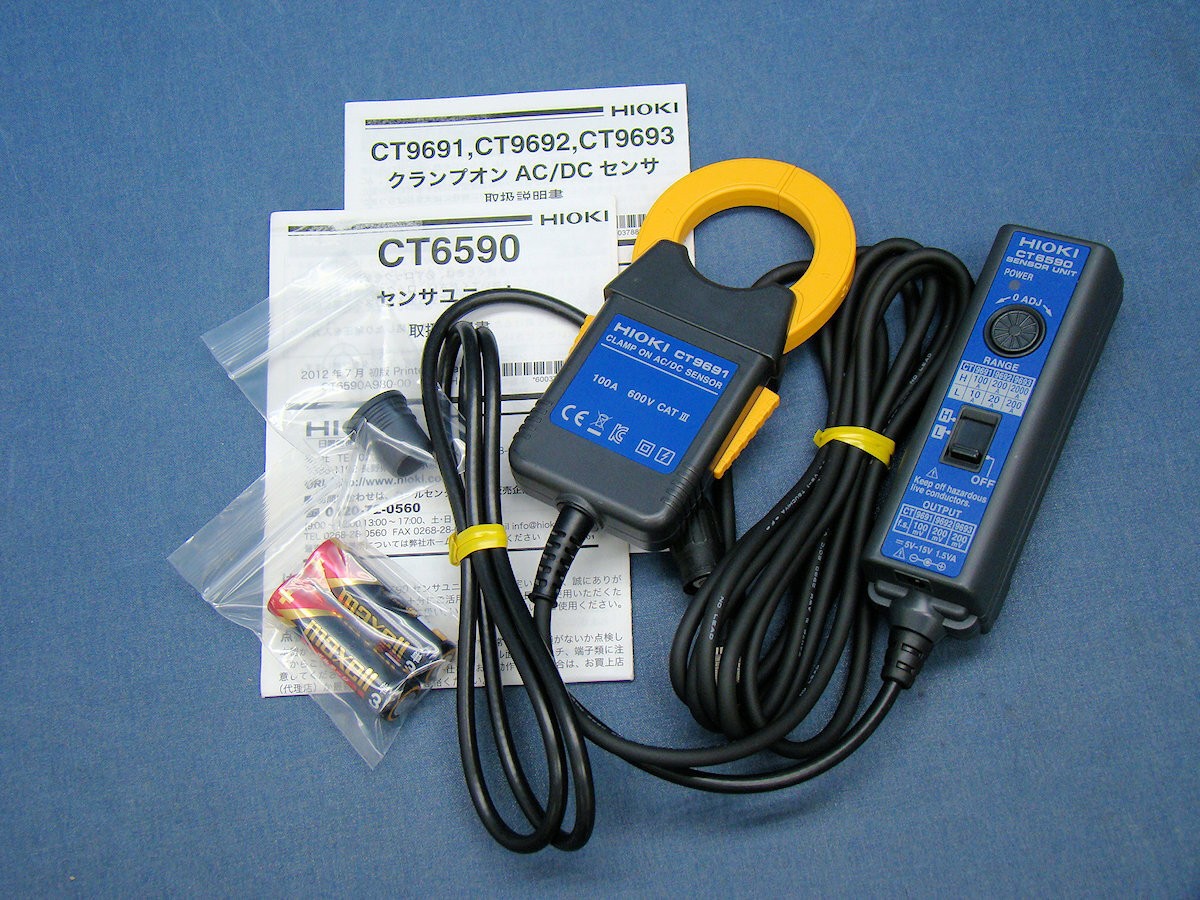HIOKI CT9691-90 Clamp On AC DC Current Sensor 100A CT6590 Unit Set Tested USED