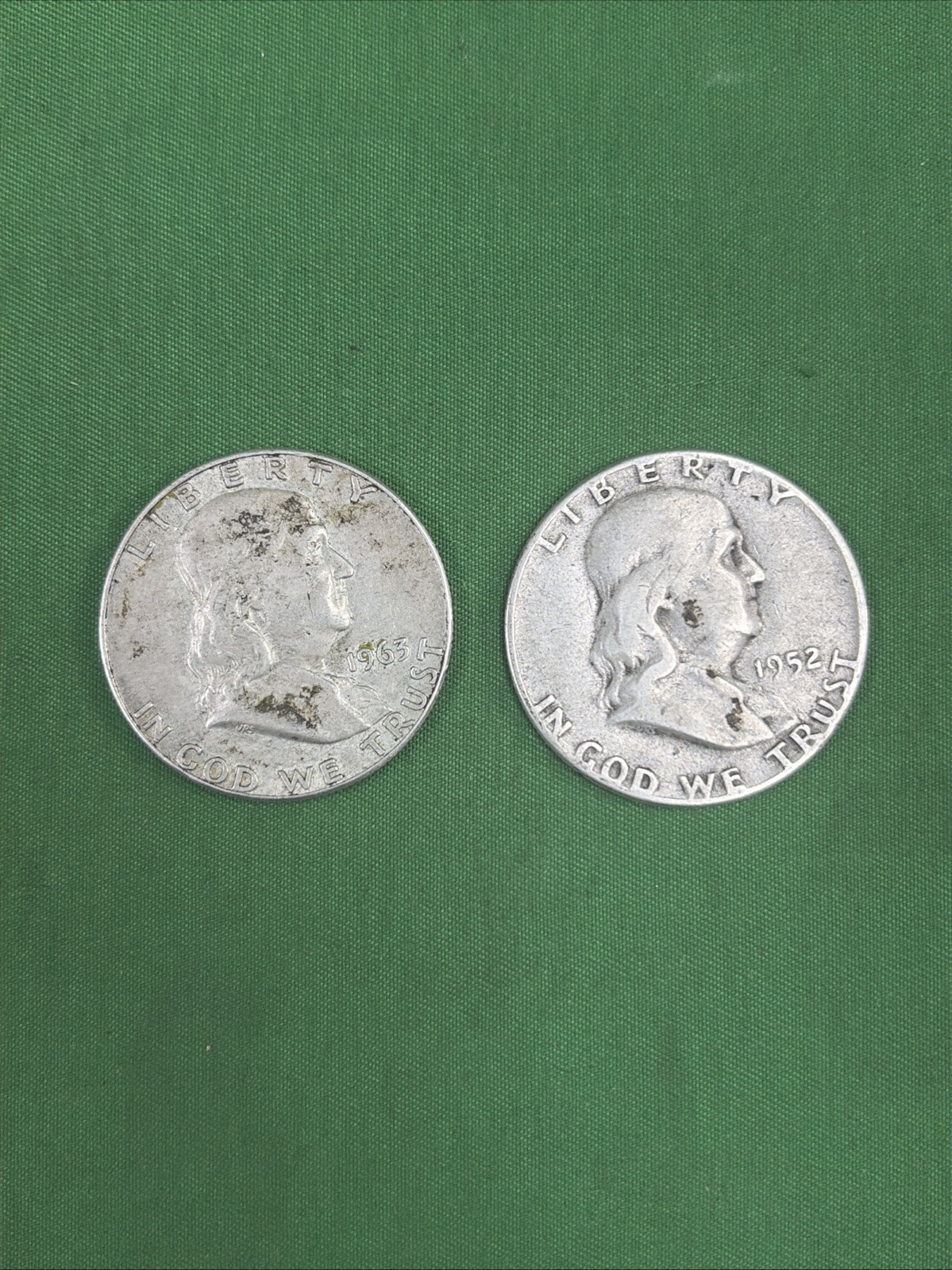Franklin Silver Dollars Lot Of 2 (1952 & 1963)