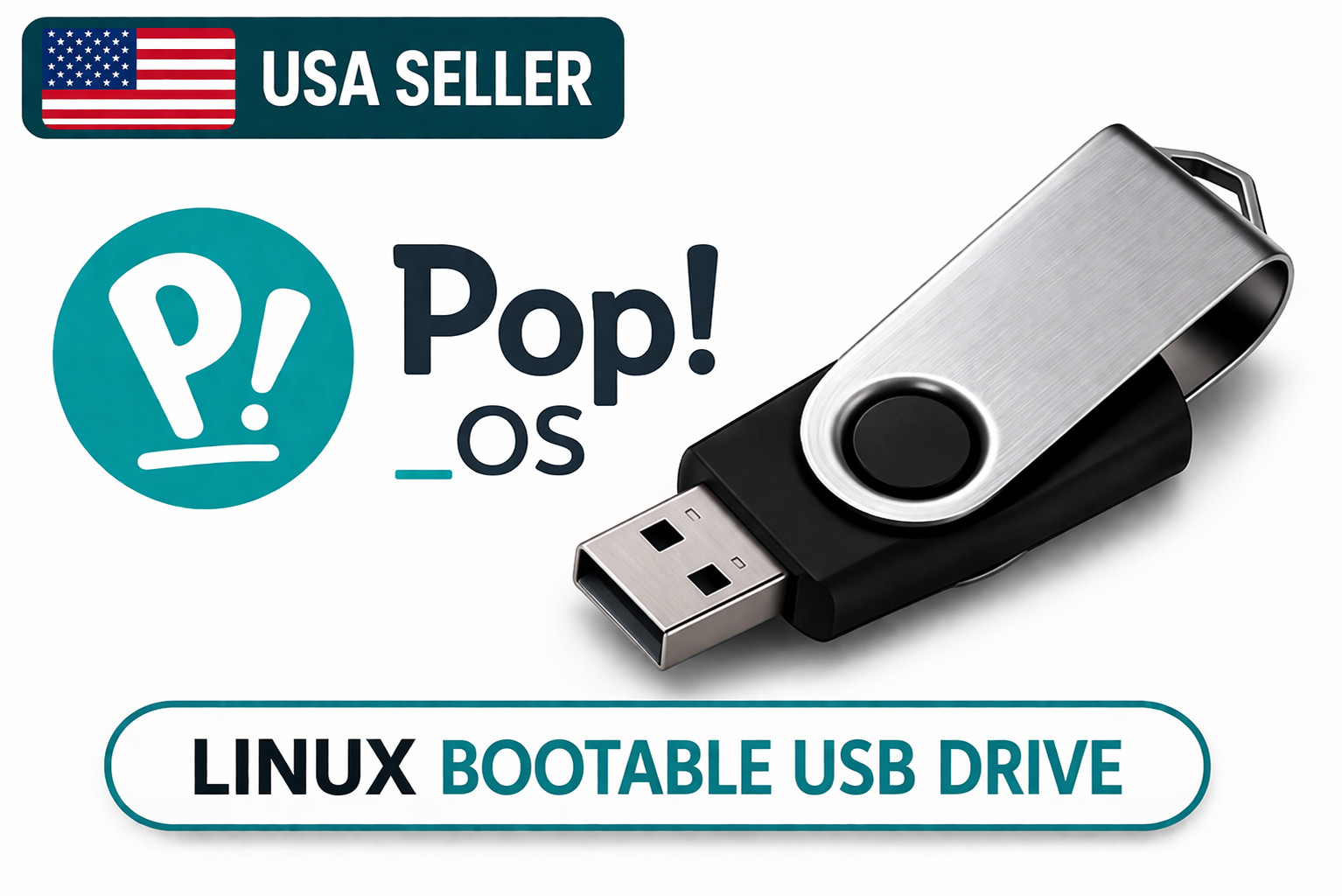 Pop!_OS LTS Bootable USB Drive 64 Bit Latest Linux Live Installer Fast Setup