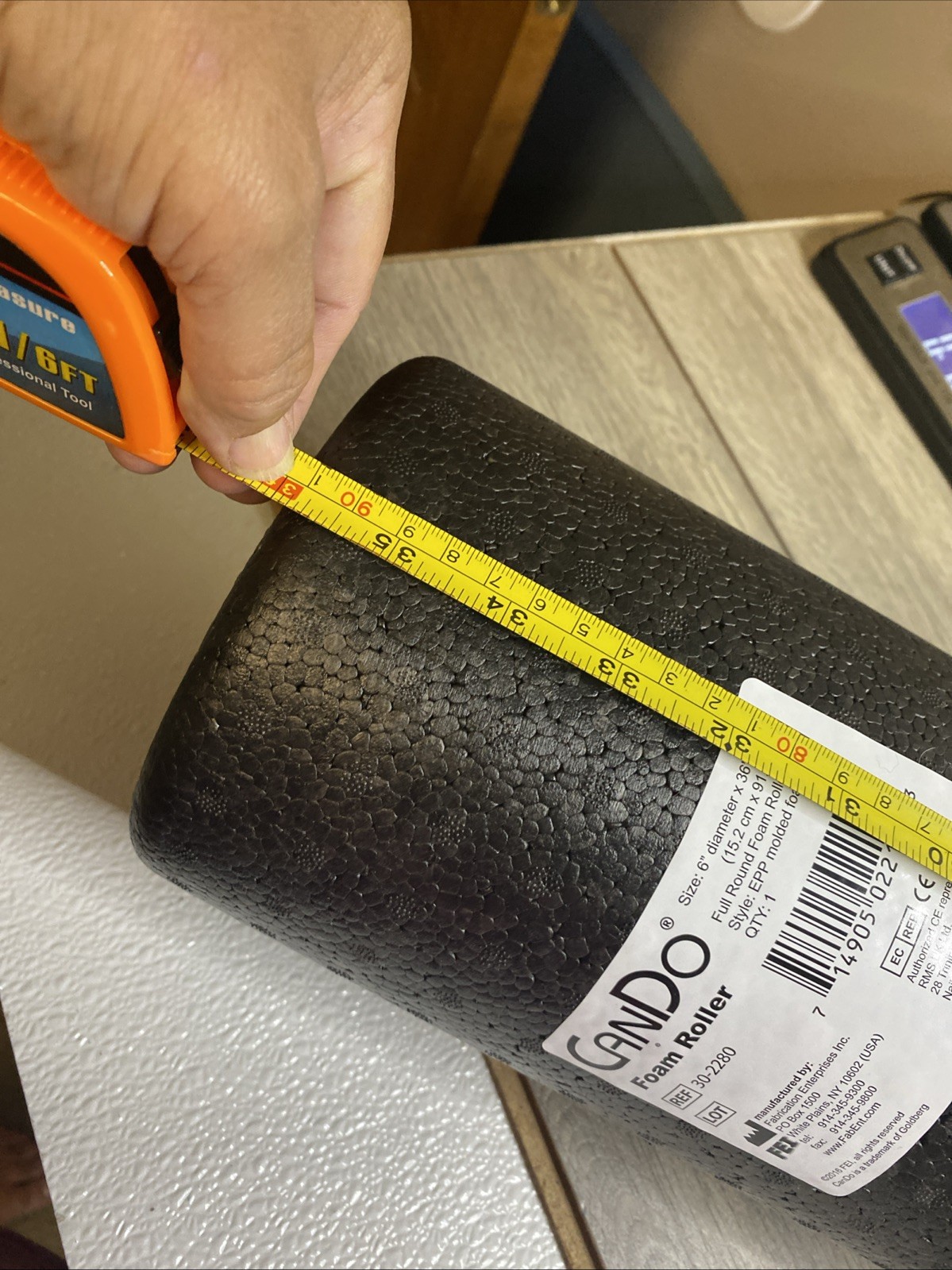 Premium Cando Foam Roller Black Composite 6" Round 36” Long