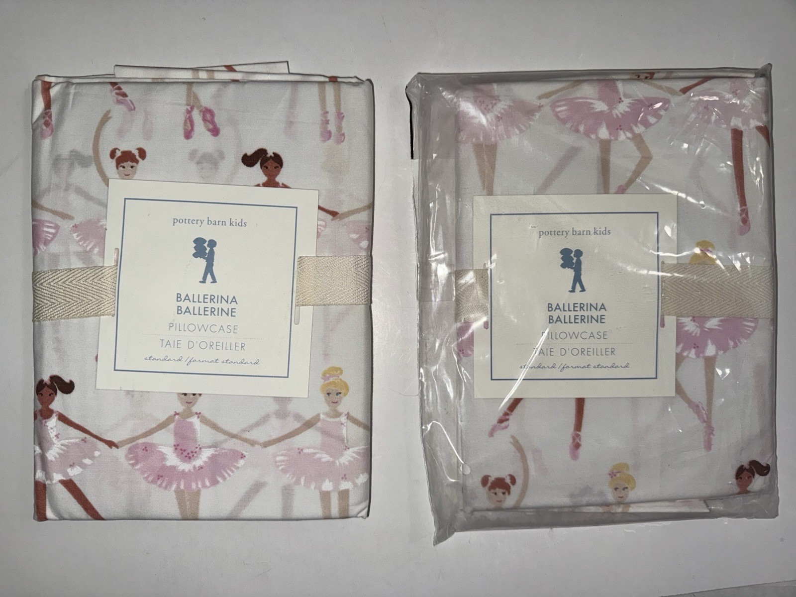 Pottery Barn Kids Pink Ballerina Set of 2 Standard Pillowcases New With Tags