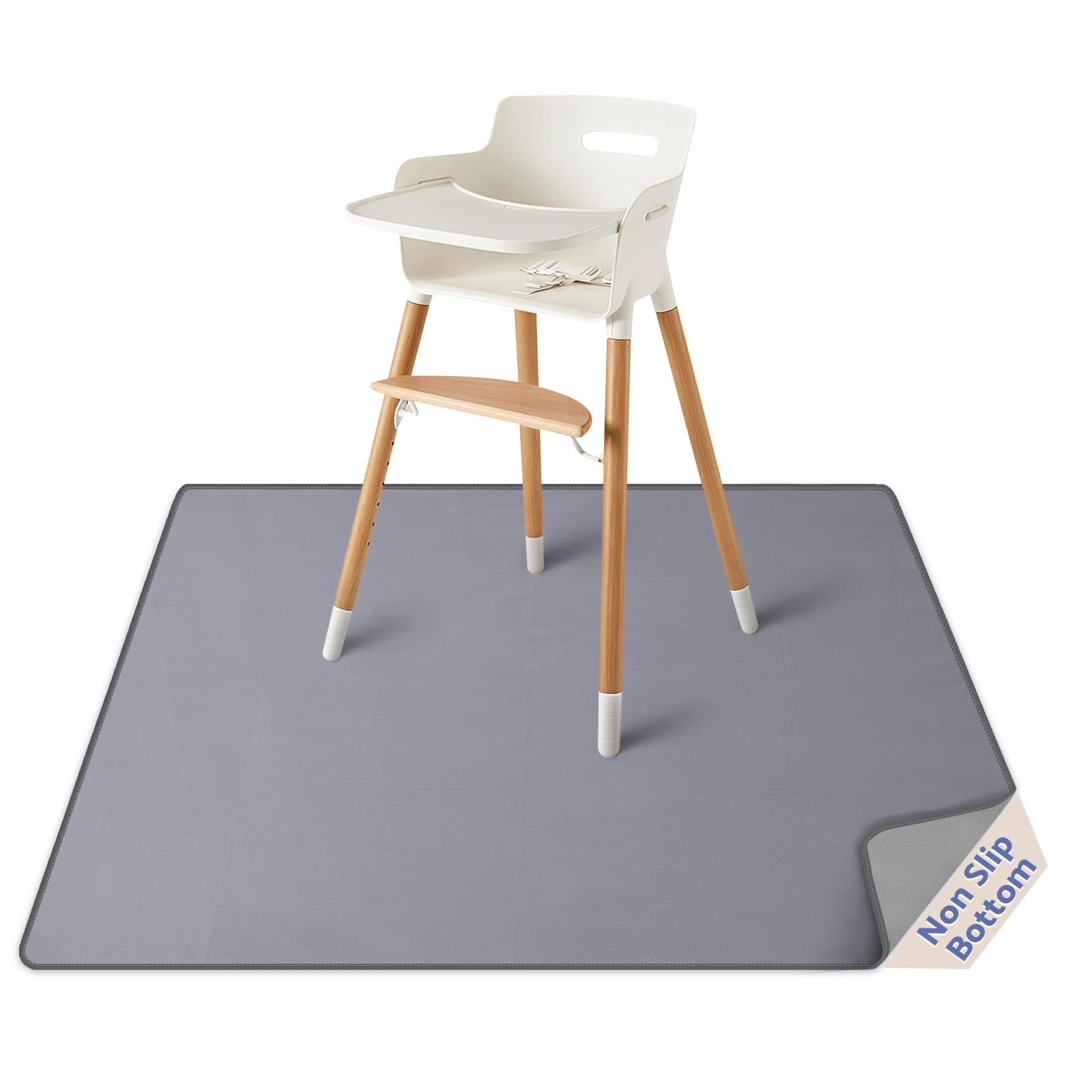 Blissful Diary Baby Splat Mat for Under High Chair, 50.4 x Inch, Grey