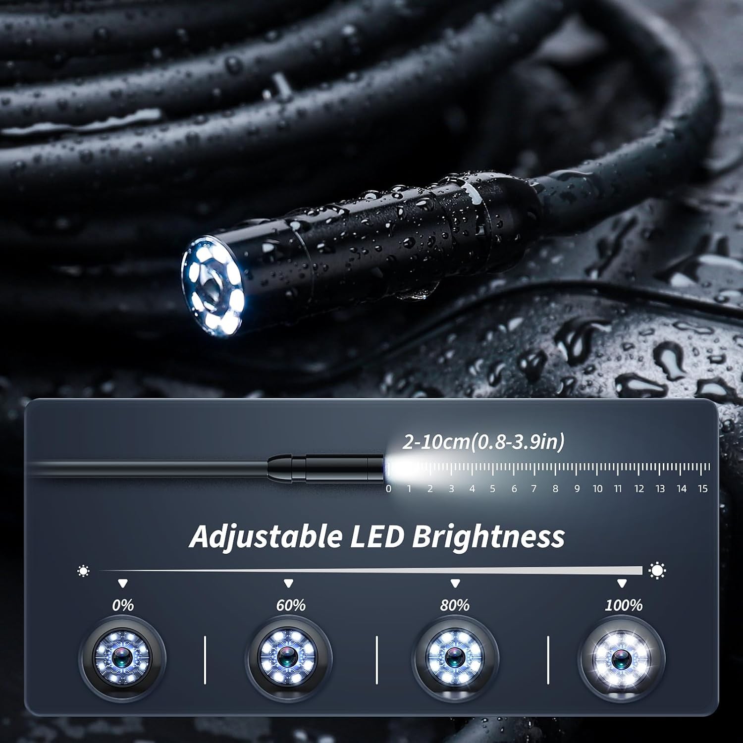Endoscope Camera with Light, Inspection Borescope Camera with 4.3" IPS Screen, 1