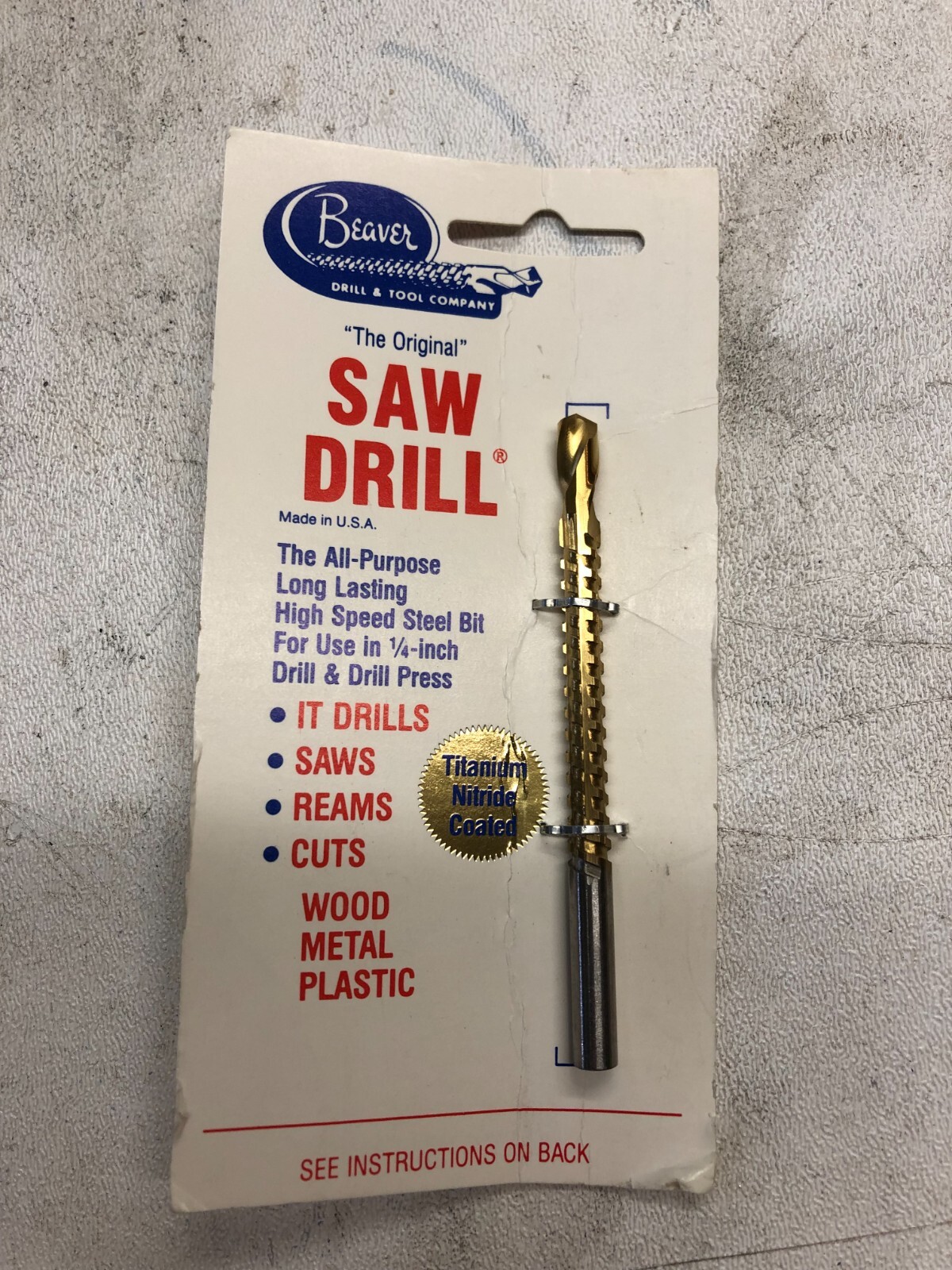 Beaver Original Saw Drill Bit - Vintage - All Purpose Steel Bit - Free Shipping