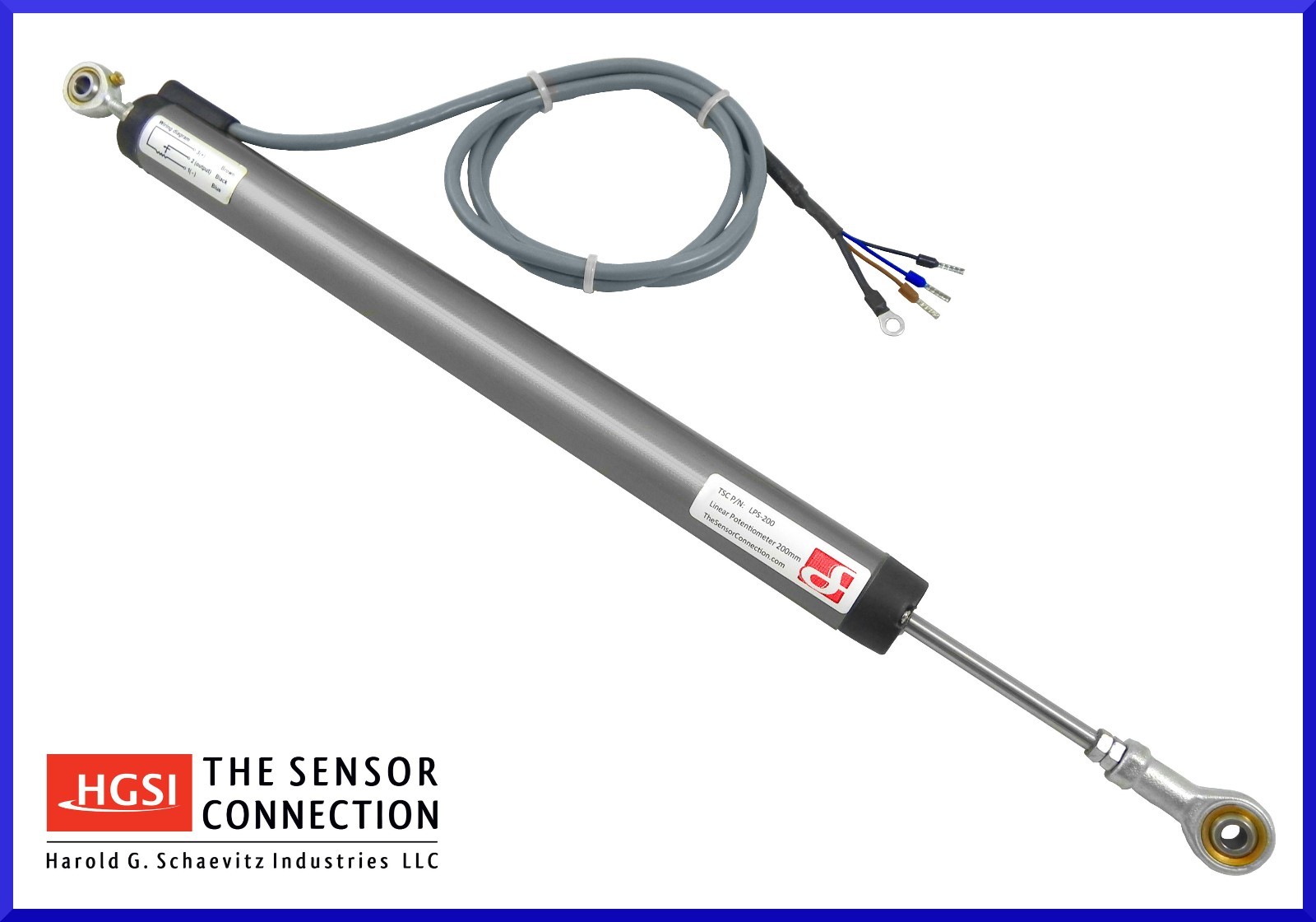 Shock Absorber Suspension Travel Sensor with Rod End Joints, 0 to 8" Range