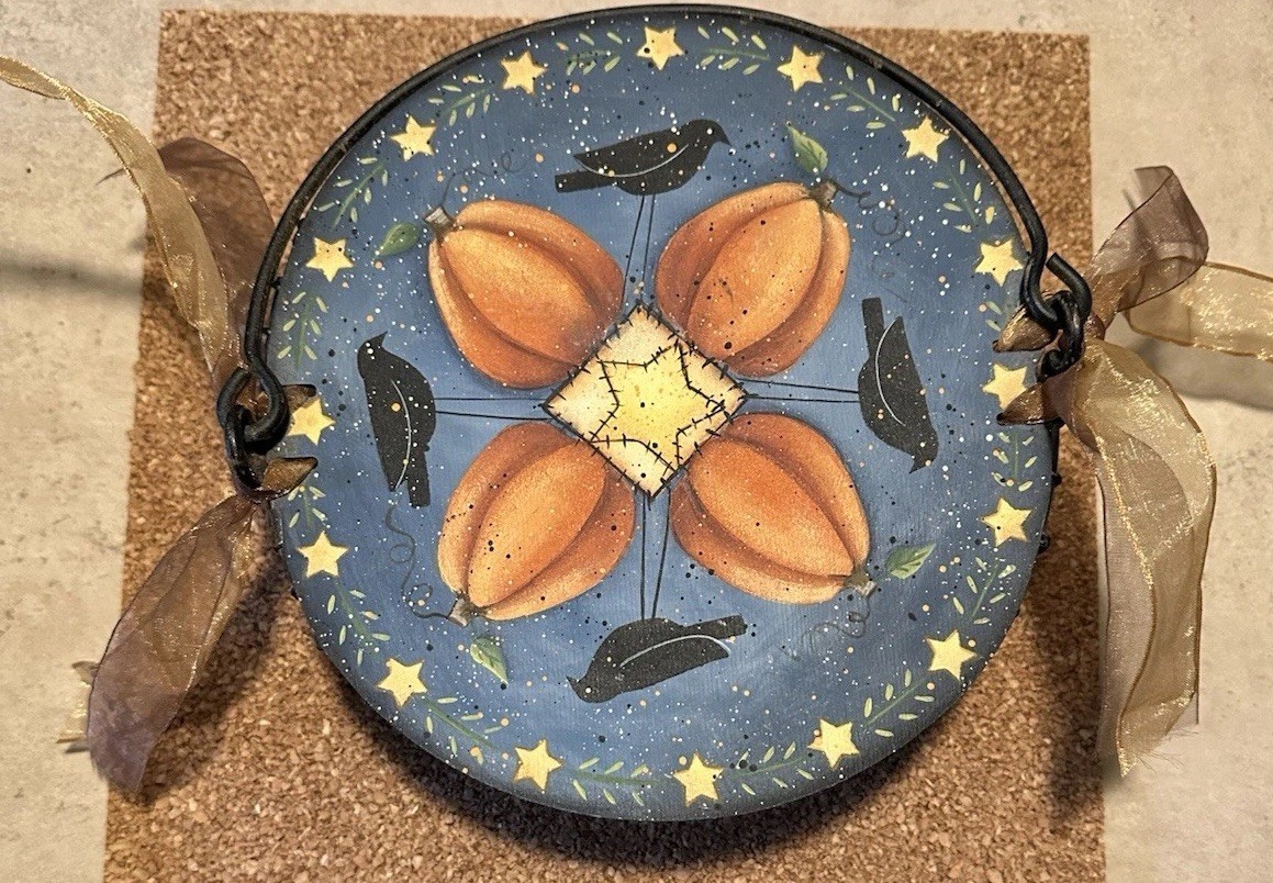 Hand Painted Folk Art Basket