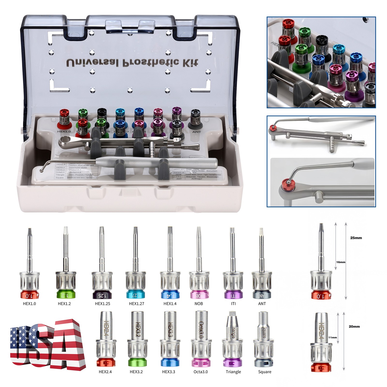 Universal Implant Prosthetic Kit-Screwdriver Multi-Unit Abutment Driver Wrench