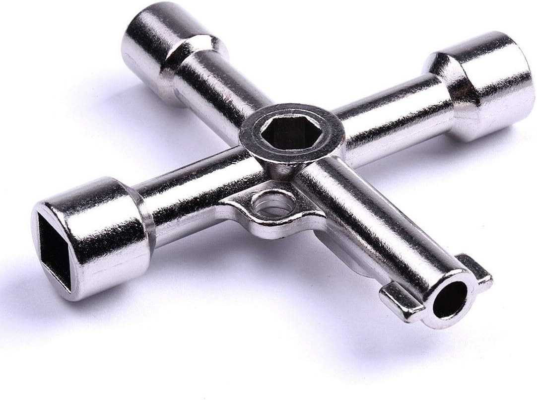 4 Way Alloy Triangle/square 4 in 1 Service Utility Cross 4 1 key, Silver