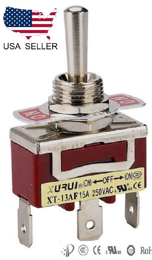 HEAVY DUTY SPDT (ON)-OFF-(ON) MOMENTARY TOGGLE SWITCH - SPADE TERMINALS (13AF)