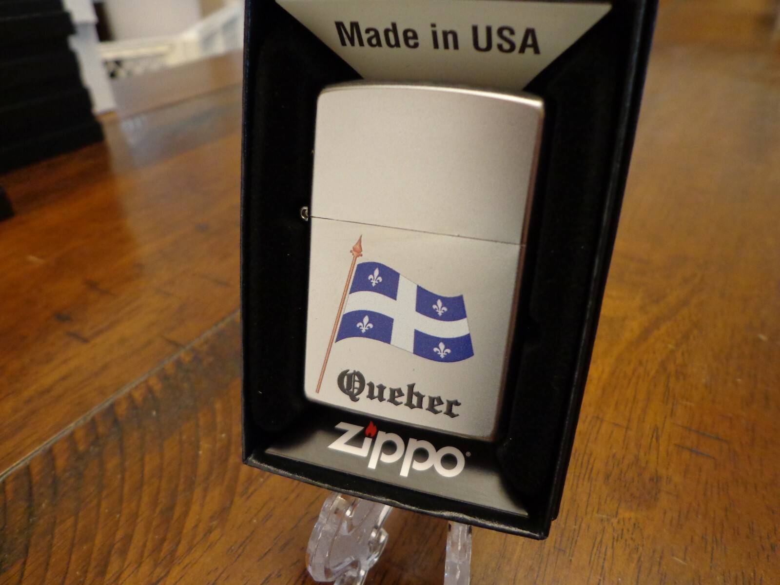 QUEBEC PROVINCE CANADA FLAG SATIN CHROME ZIPPO LIGHTER MINT IN BOX 2020