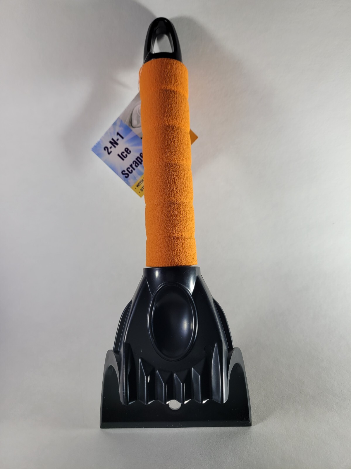 Windshield Ice Scraper 2-in-1 Straight and Serrated Blade, Orange, 10" long
