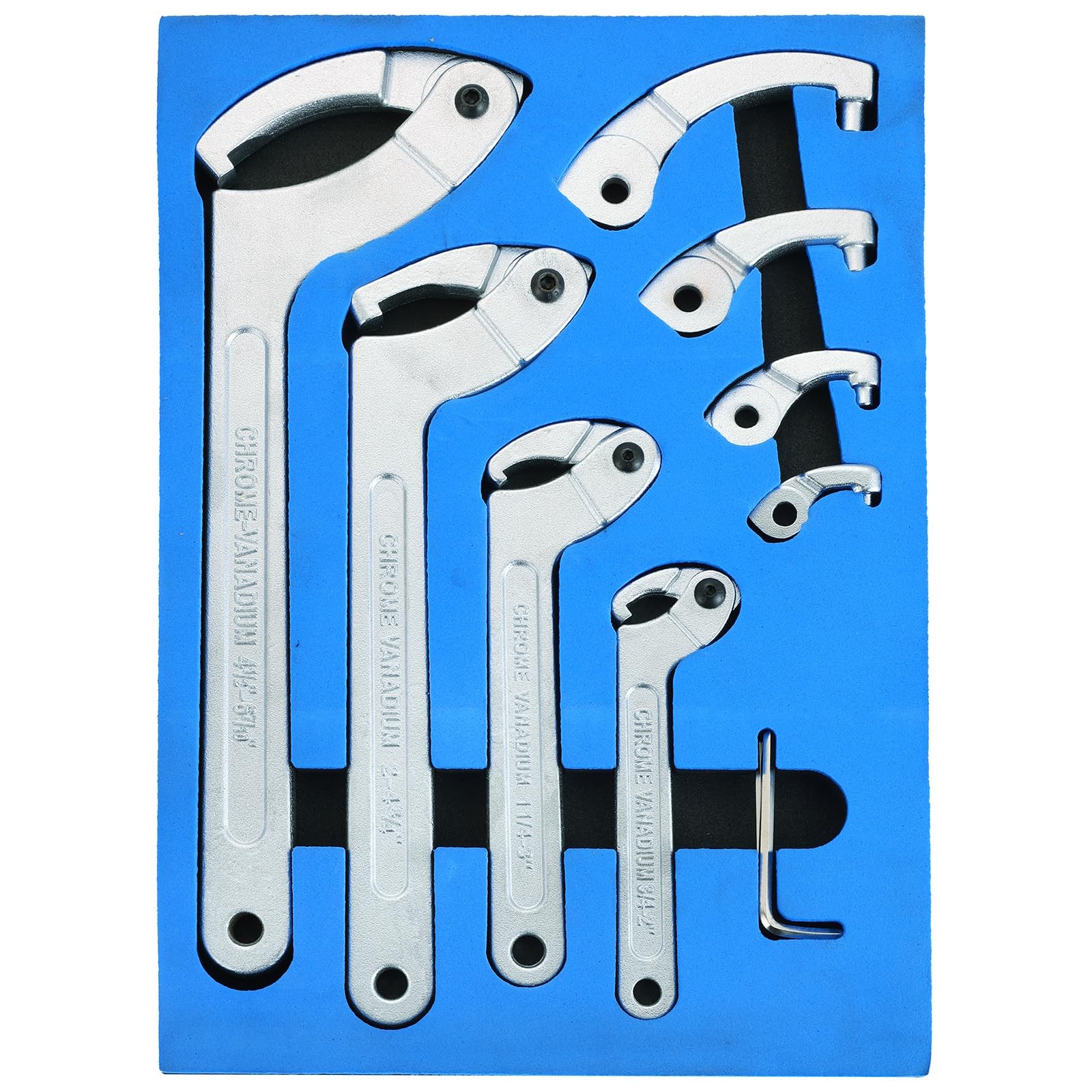 8pcs Adjustable Pin Spanner Wrench Tool Set, C-Shape Pin Hook Wrenches with C...