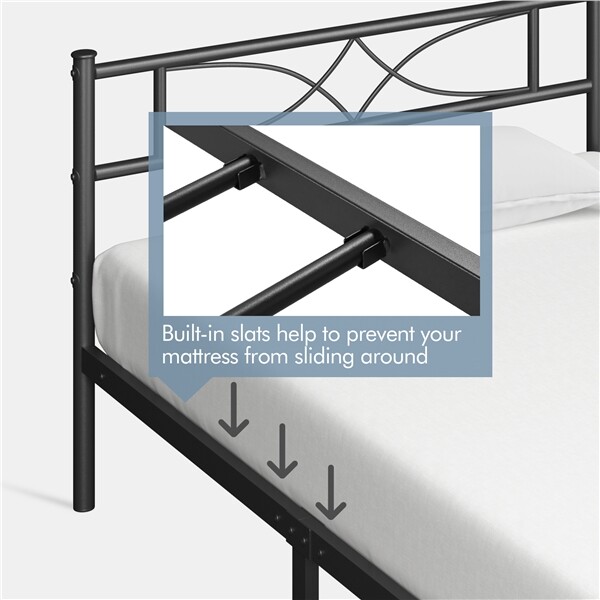 Metal Bed frame Platform Bed with Curved Design Headboard Twin/Full/Queen