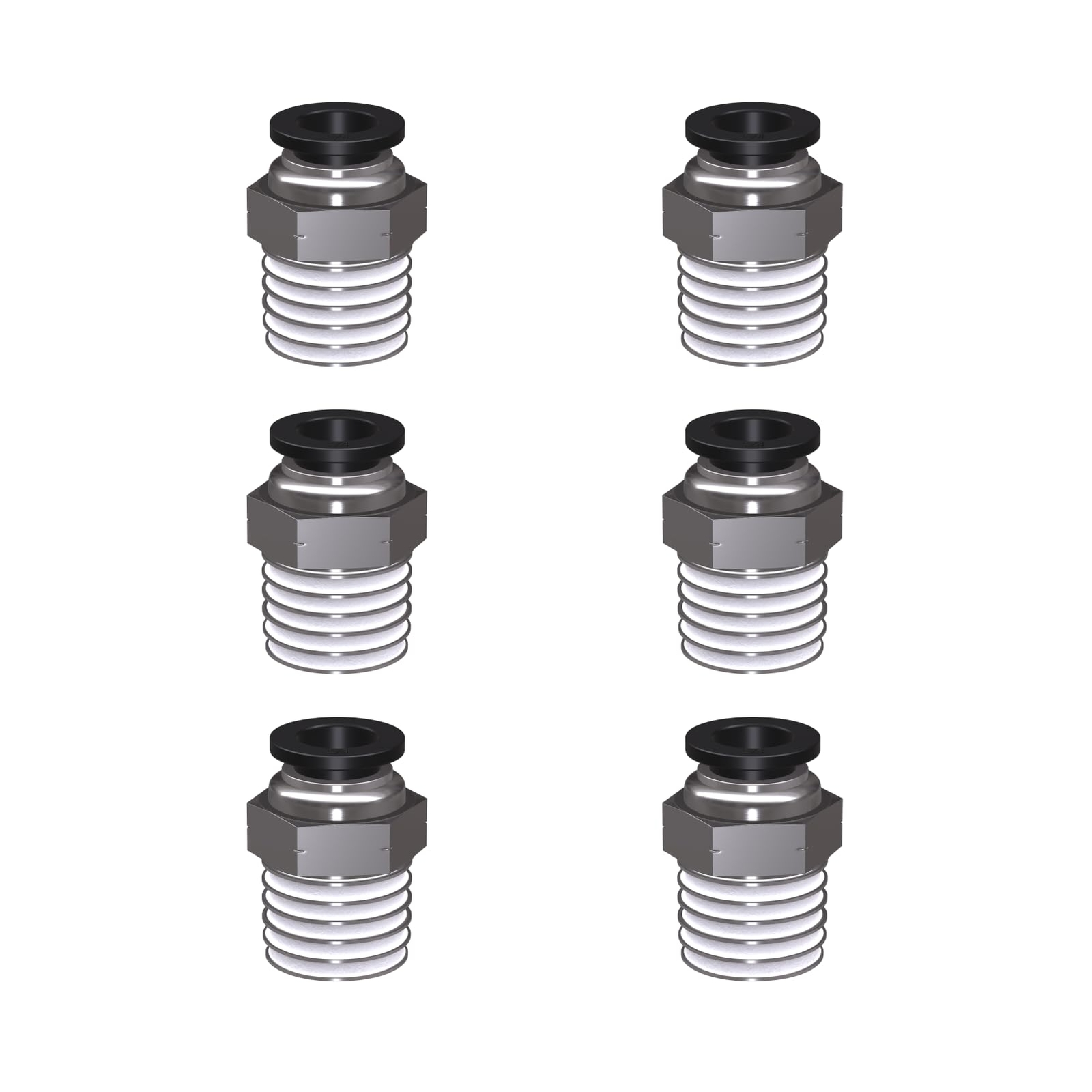 6Packs 5/32" OD Tube x 1/8" NPT Thread Straight Push to Connect FittingsPneum...