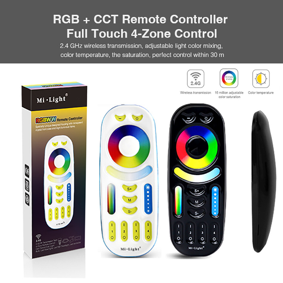 FUT092 2.4G RGBCCT 4-zone group control match RF RGBW RGB+CCT Remote controller