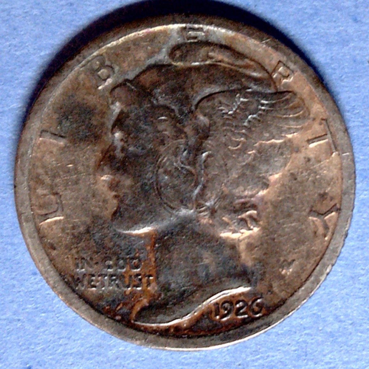 1926-S Mercury Dime F-VF Condition but you grade it - Heat Toned
