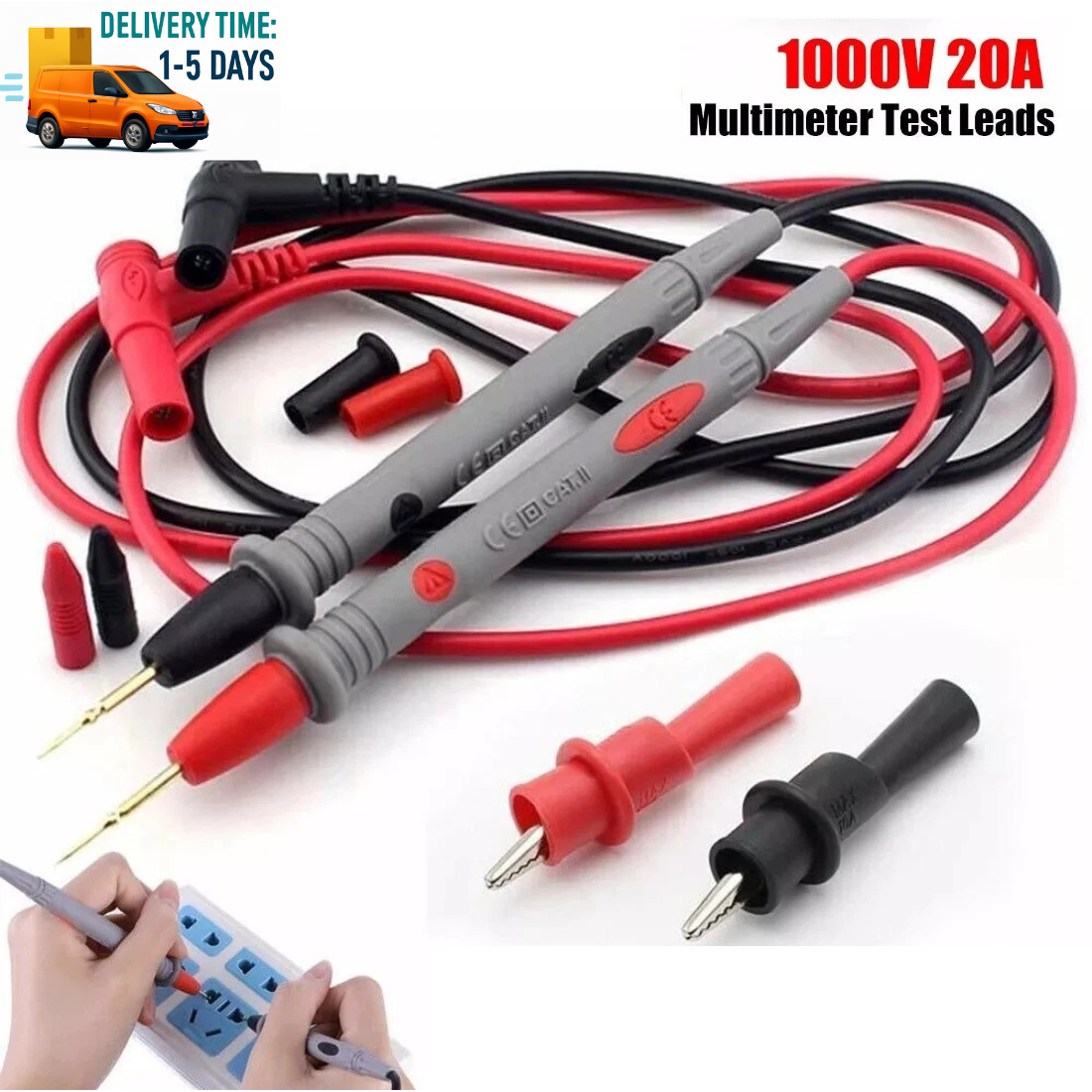 Multimeter Test Leads for Fluke Meter Electrical Alligator Clip Probes 1000V 20A