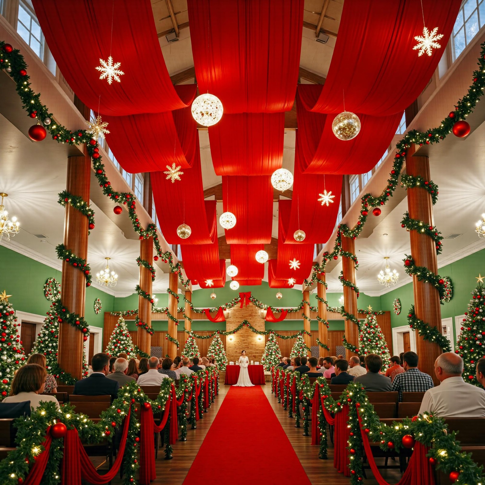 Party Village 10Ftx40Ft Red Ceiling Curtain For Independence Day Wedding 2