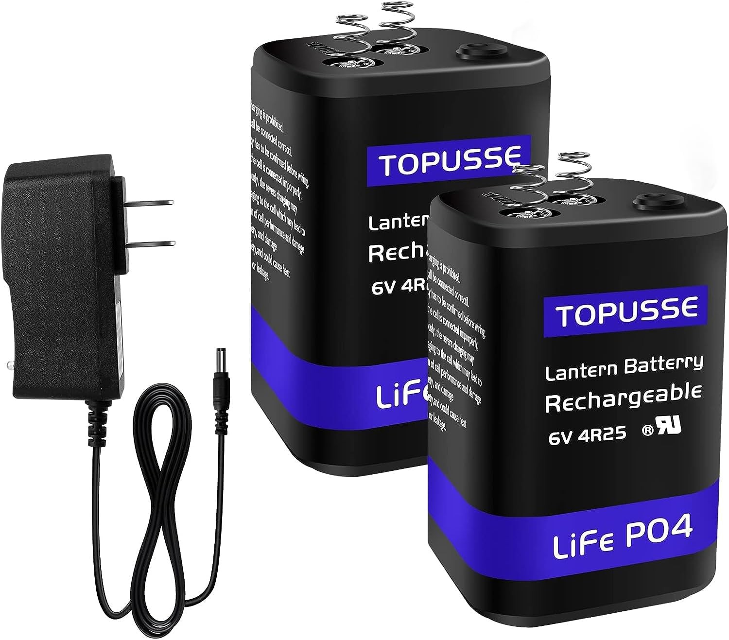 Rechargeable 6 Volt 4.5AH LiFePO4 Lantern Battery with Charger 1500+ 2 Pack