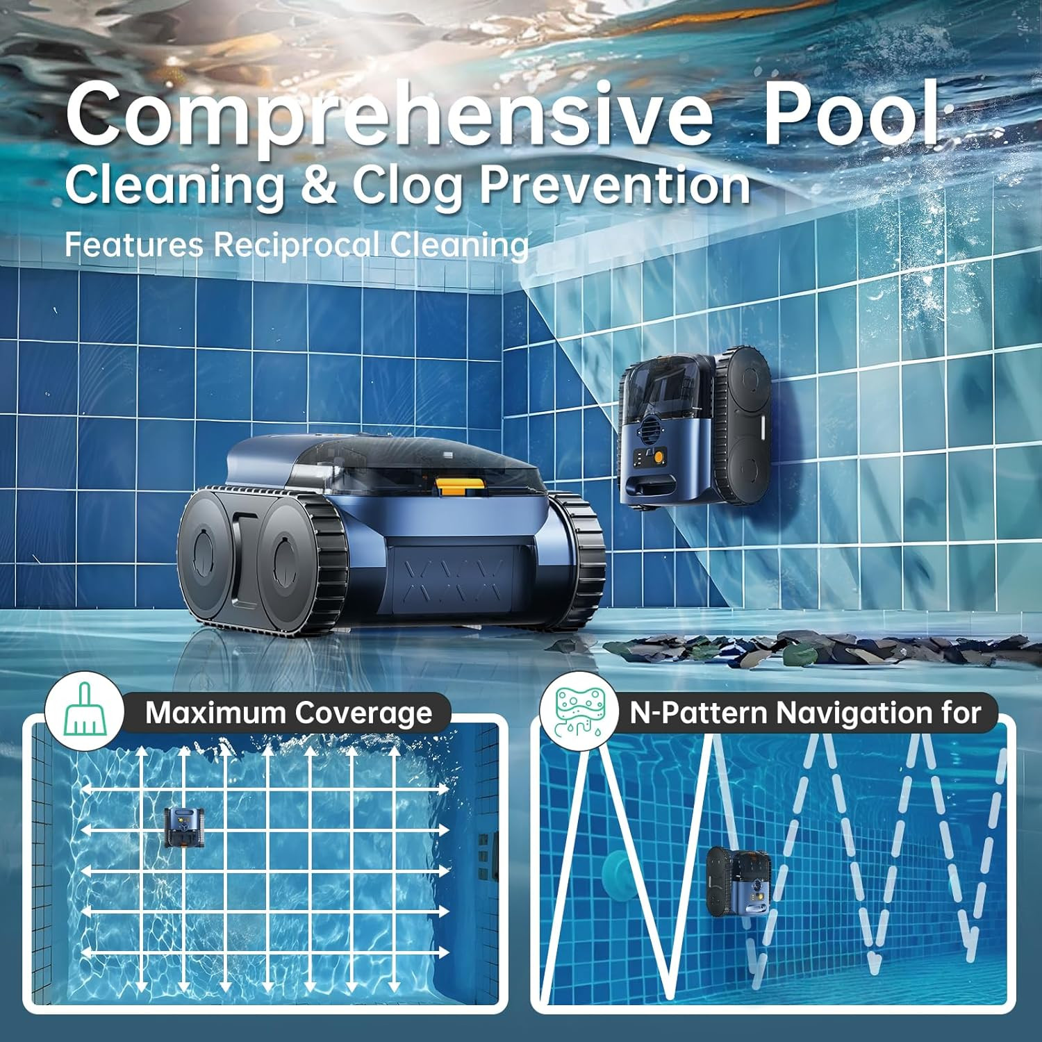 Pool Cleaner Robot Automatic Pool Vacuum Wall Climbing Pool Cleaner for Pools