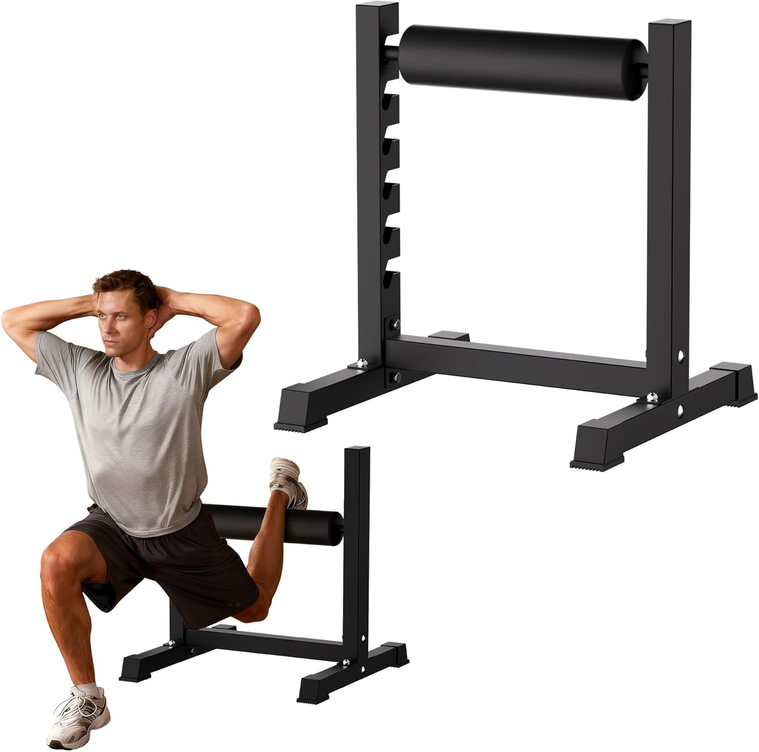 Adjustable Bulgarian Split Squat Stand 6-Level Height Single Leg Roller for Gym