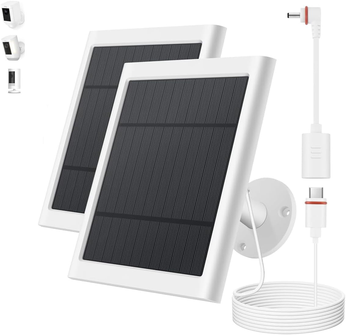 Solar Panel for  Camera,  Pack 4W Solar Charger Compatible with Rings Spotlight