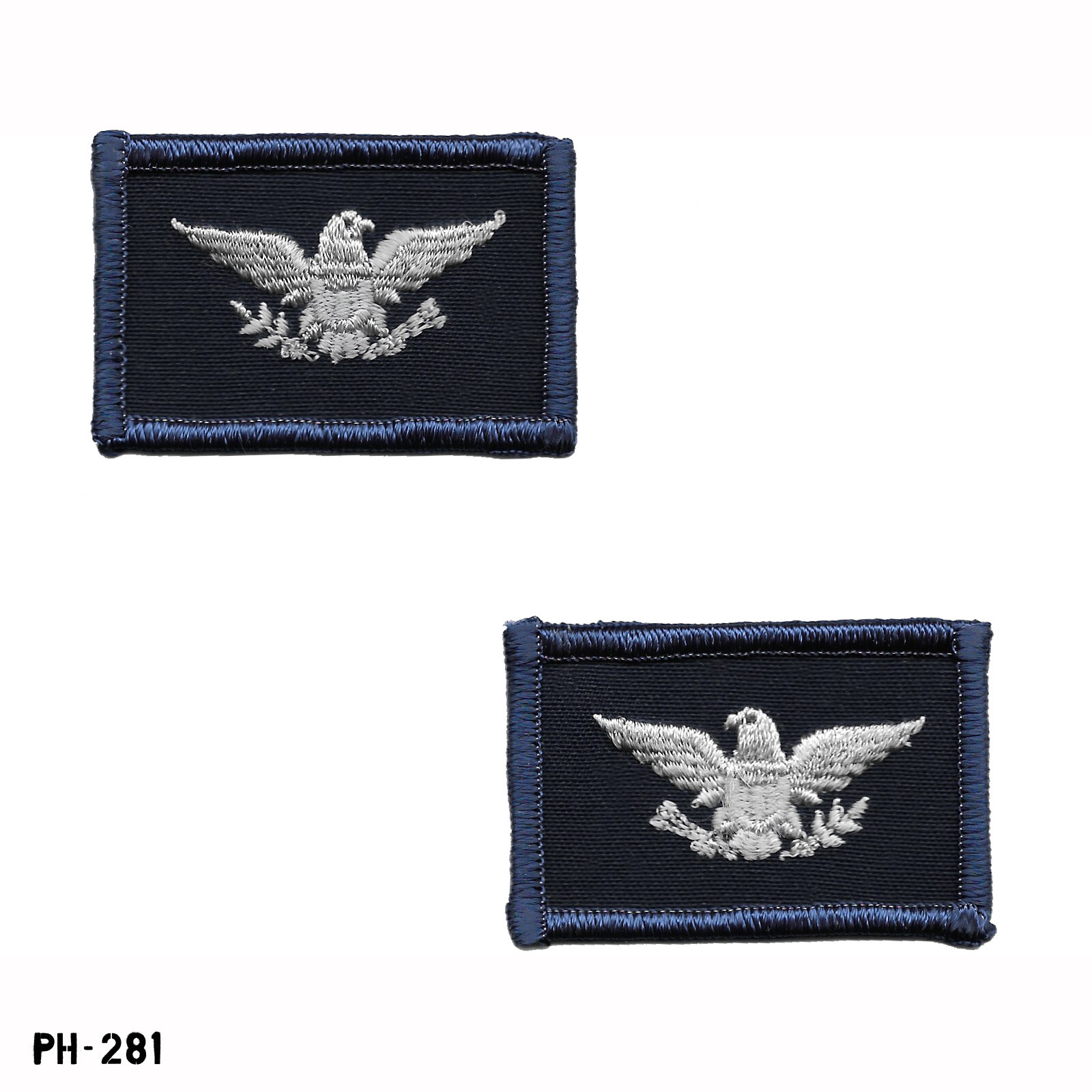 Colonel Rank Collar Patches, Pair ~ Navy Blue & Grey ~ NEW Gemsco USA