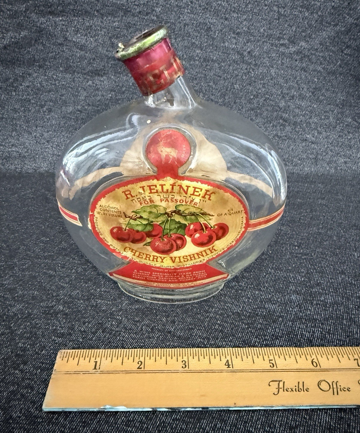 VINTAGE Rudolf Jelínek Cherry Vishniak Liquor Bottle - Kosher for Passover