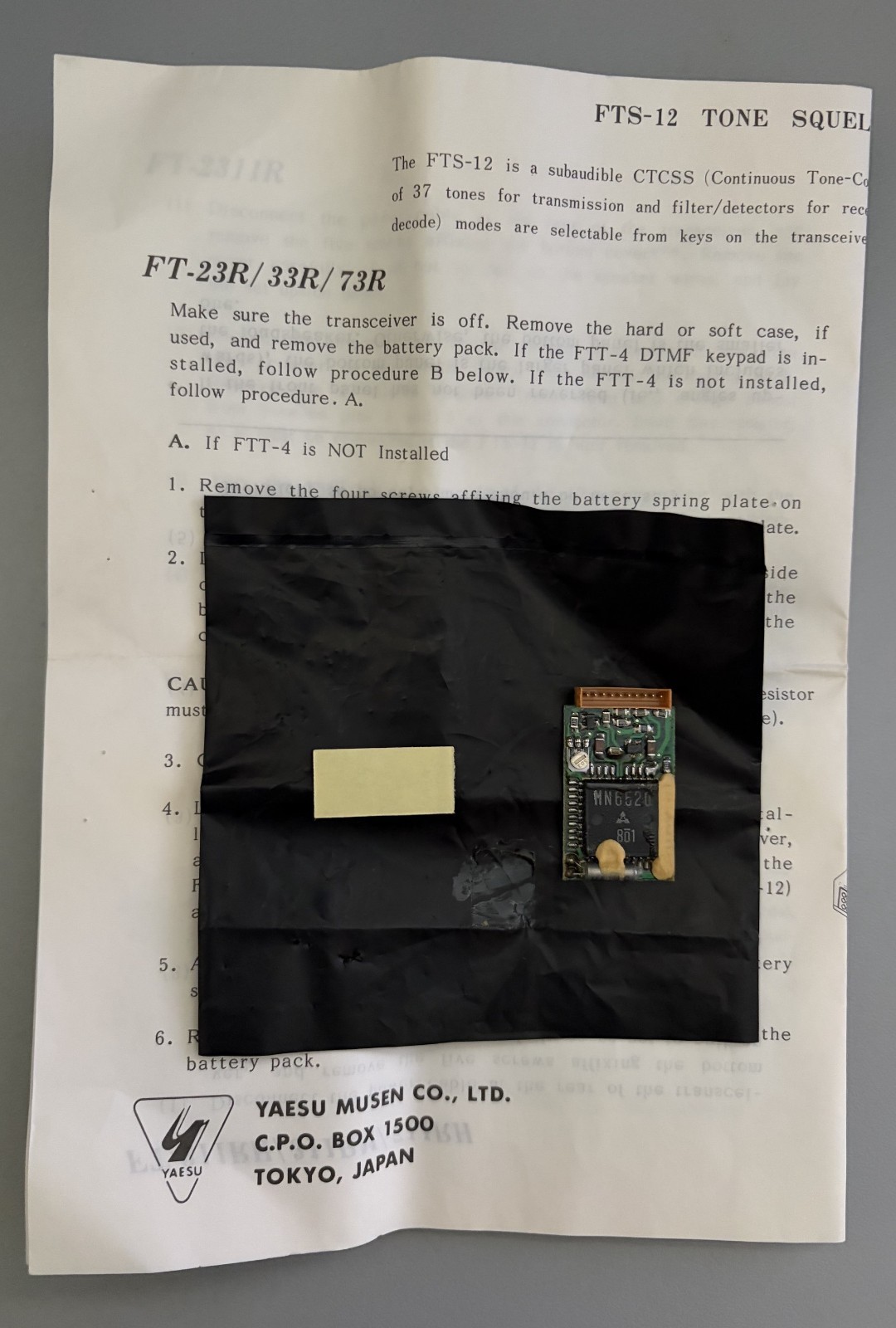 Yaesu FTS-12 CTCSS PL Tone unit board. For ft-212rh/712rh/ft-23r and others.