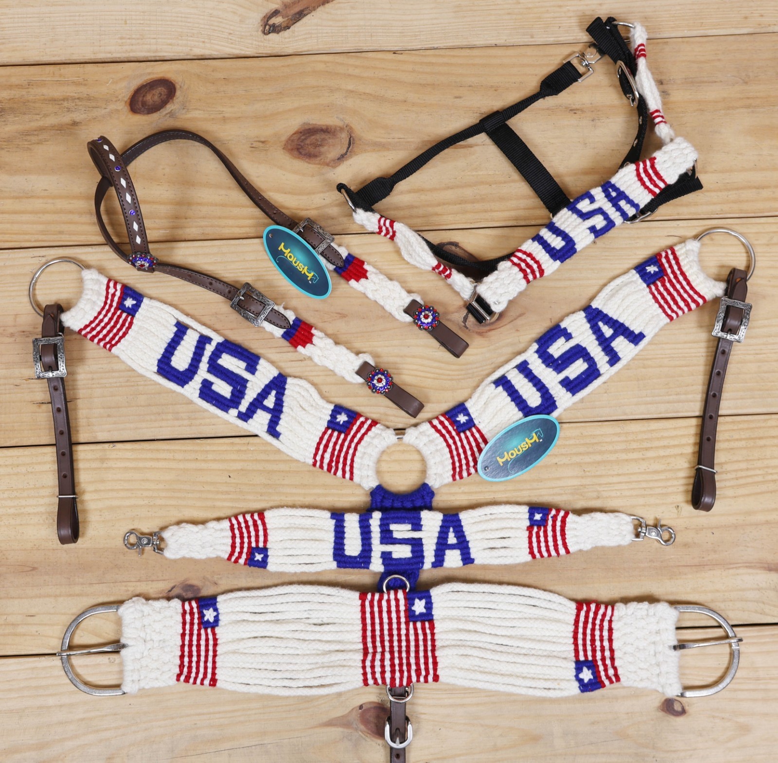 Mohair Western Headstall Tack Set with 32” Front Girth