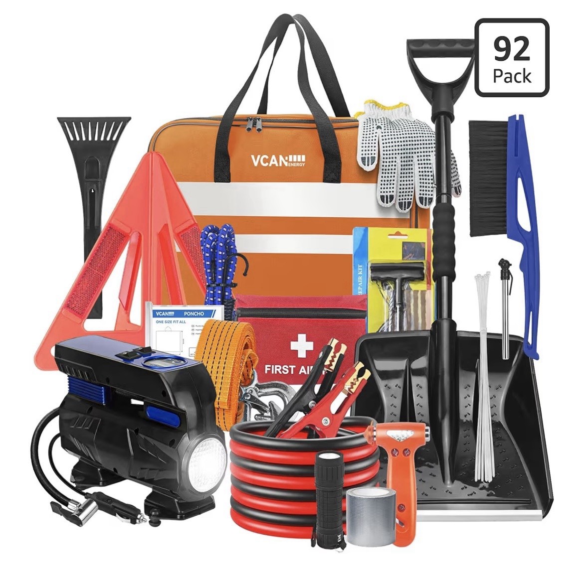 Car Emergency Kit with Portable Air Compressor, Winter Car Safety