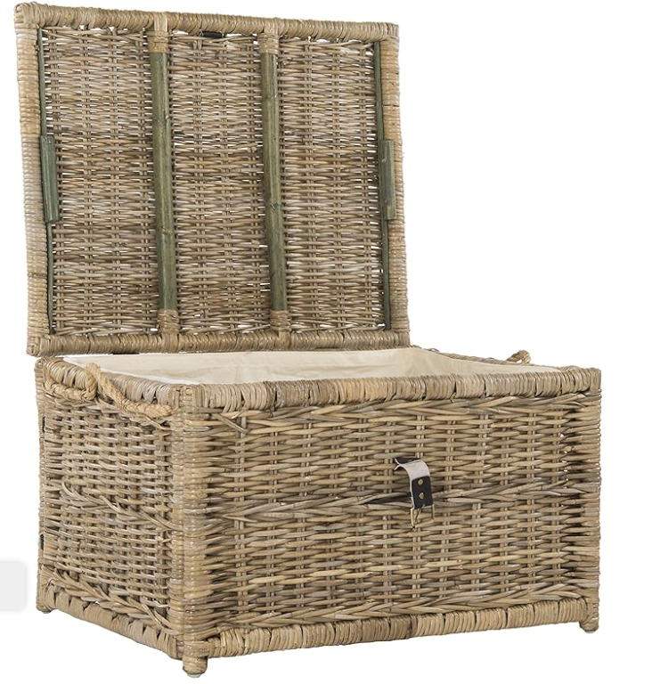 50" Wicker Storage Trunk, Collapsible for Flat Storage, Rattan.