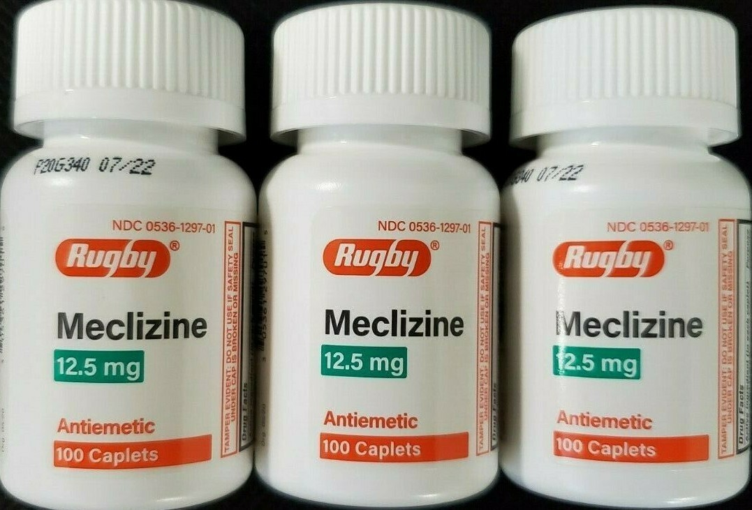 Rugby Meclizine 12.5 mg Anti Nausea Vertigo 100ct - 3 Pack  -Expiration 05-2026