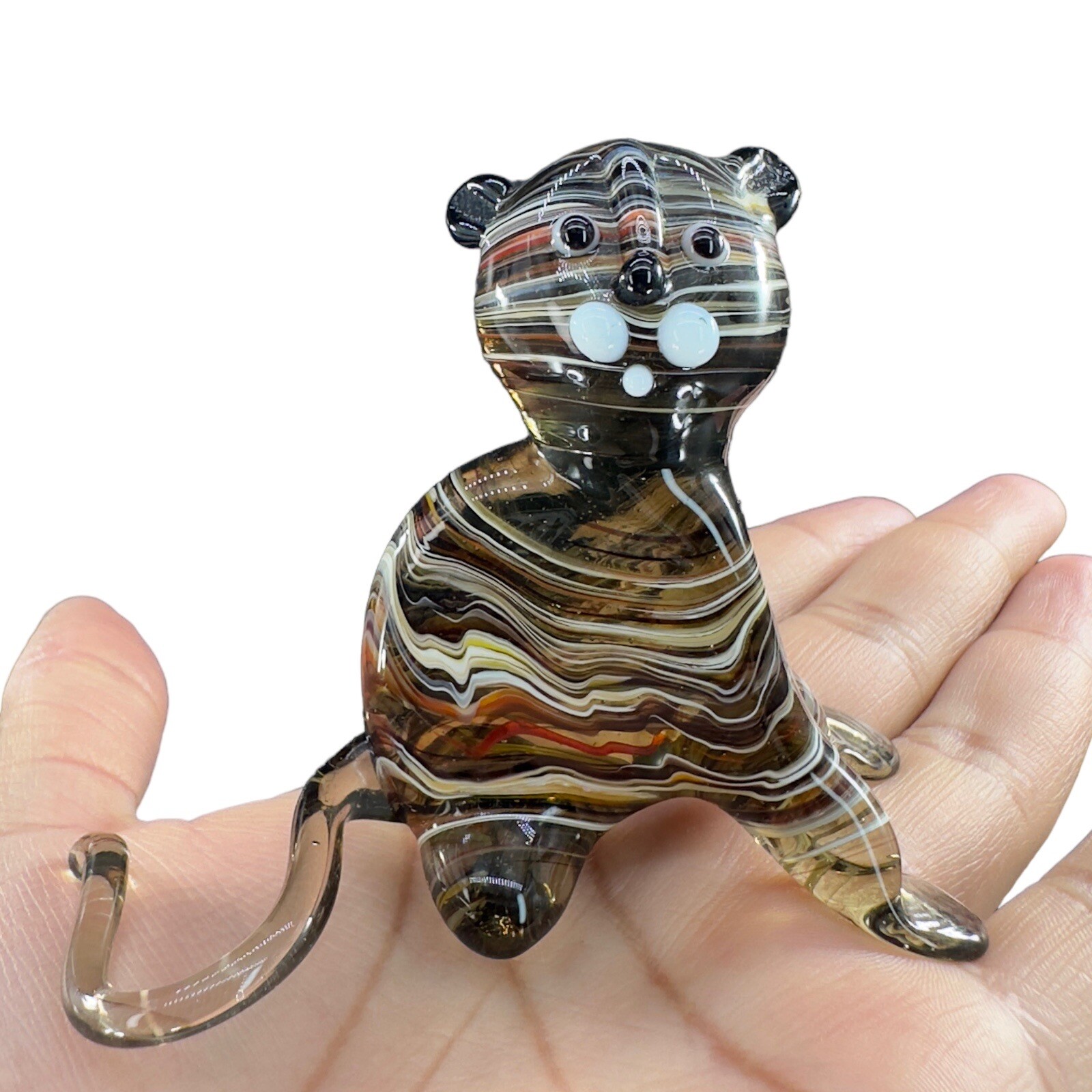 Venetian Slag Art Glass Small Figurine Bear Animal Dog Delicate Glass Figurine