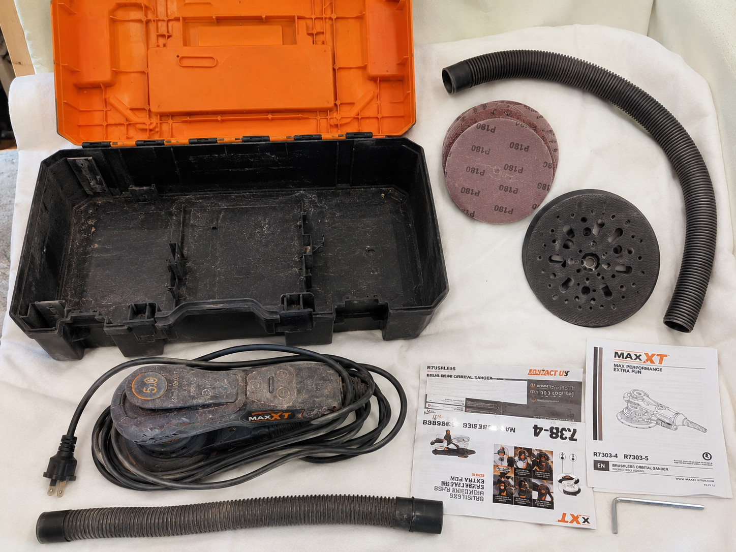 MAXXT R7303-4 6" Brushless Orbital Sander Variable Speed w/ Case Tested
