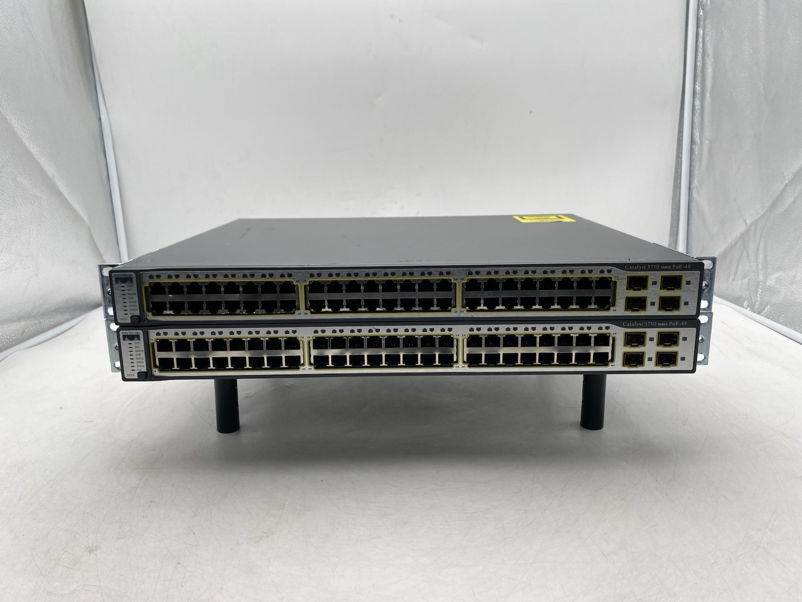 Lot of 2 Cisco Catalyst WS-C3750-48PS-S 48-Port Rack Mountable Ethernet Switch
