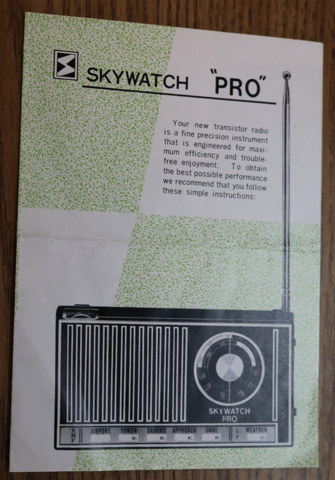 Instruction Manual Only - SKYWATCH Pro Transistor Radio Guide