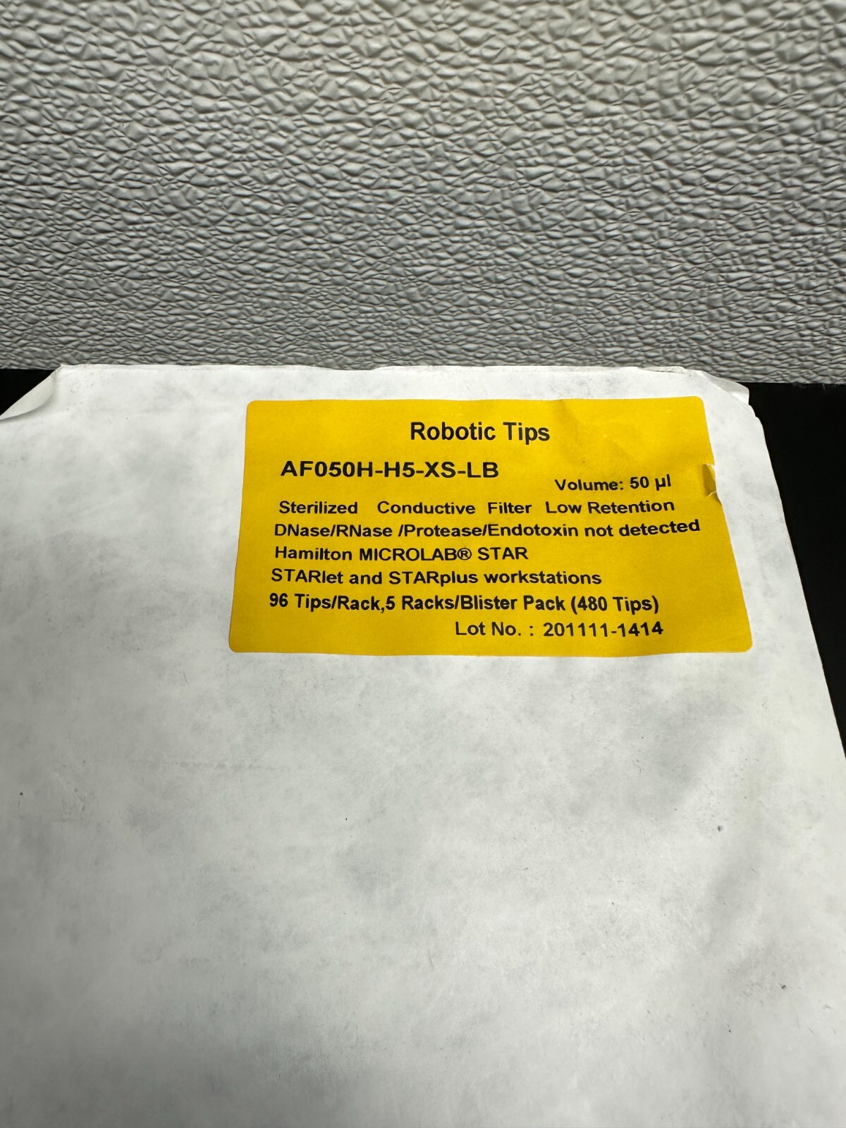 Hamilton REF AF050H-H5-XS-LB Robotic Low Retention Tips 50uL Conductive Filter
