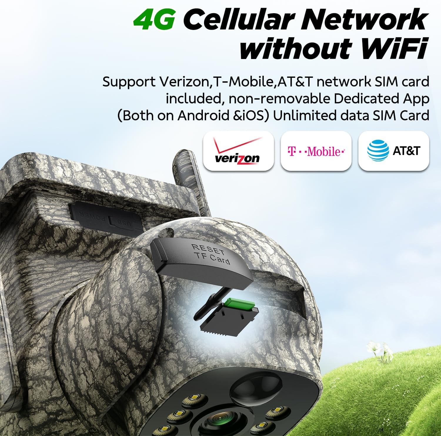 4G LTE Game Trail Camera with Solar Panel Motion Activated 360° View US SIM Card