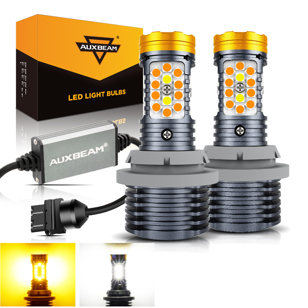 For Ford F150 F250 F350 Super Duty White/Amber Turn Signal Light 3157 LED Bulbs
