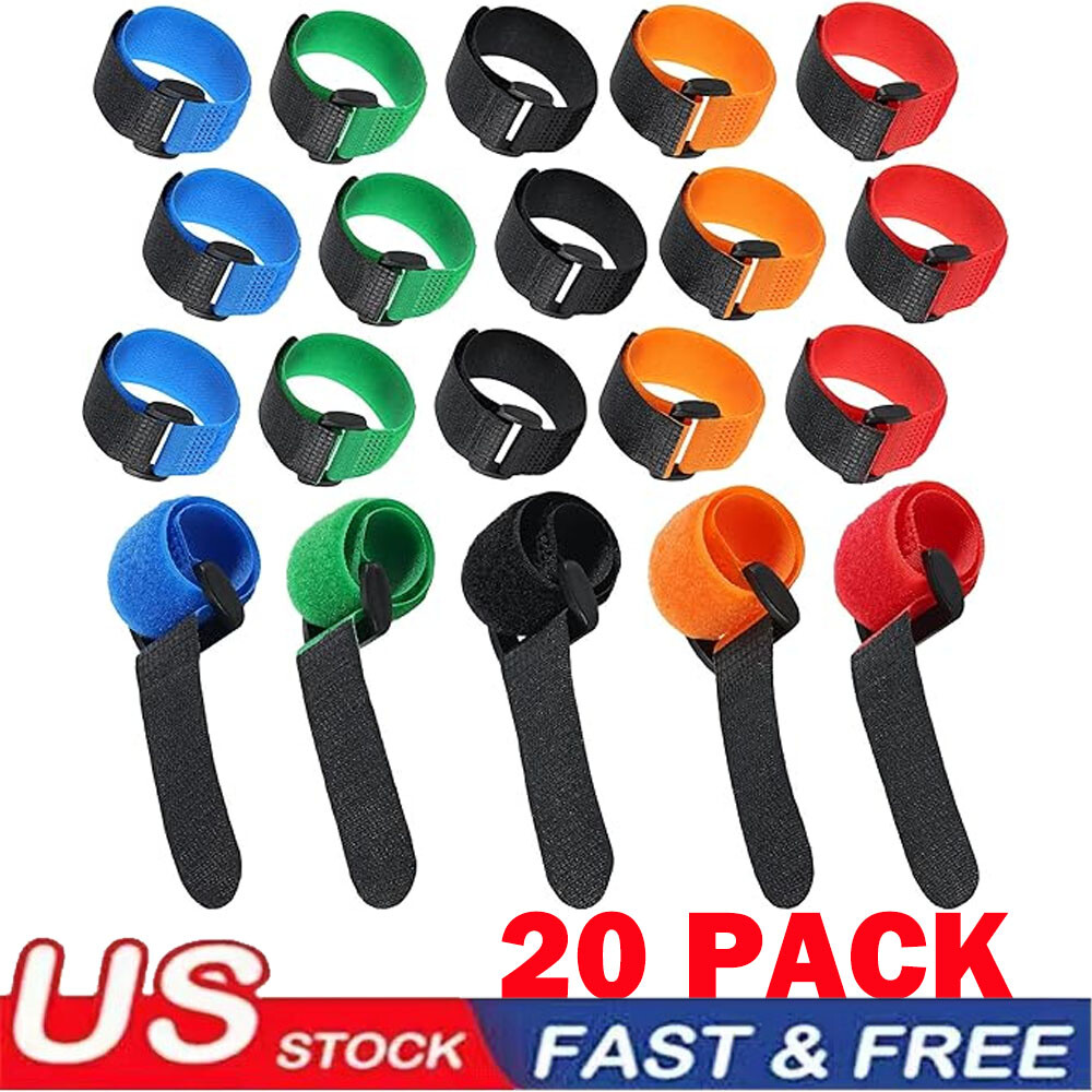 20PCS Fishing Rod Tie Straps Tackle Wrap Bands Fish Pole Holder Fasteners USA