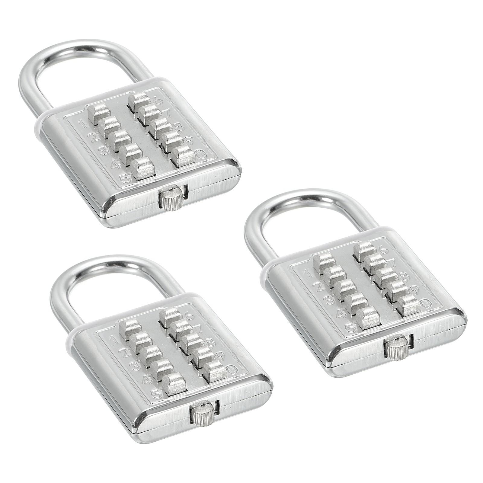 10 Digit Button Combination Padlock 3pack 5 Digit Locking Mechanism Lock Silver