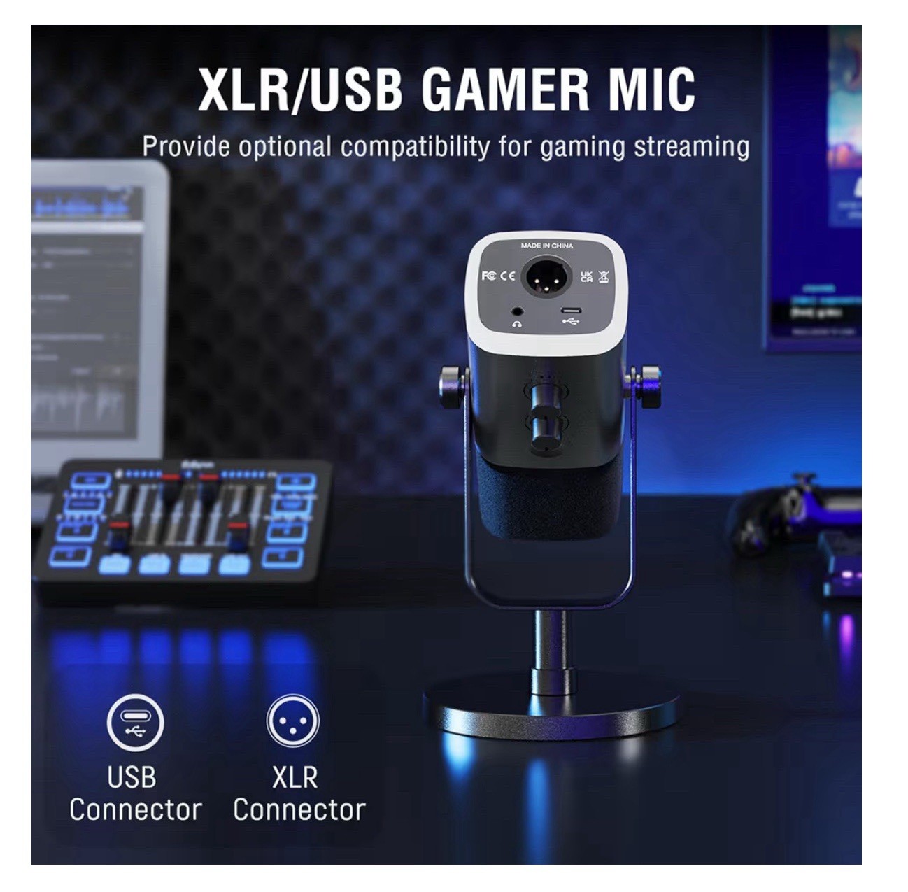 FIFINE Gaming Equipment Bundle, Dynamic XLR/USB Gaming Microphone Set With Mixer